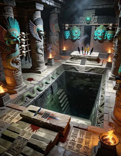 Aztec temple interior