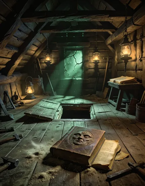 Dark medieval cabin interior