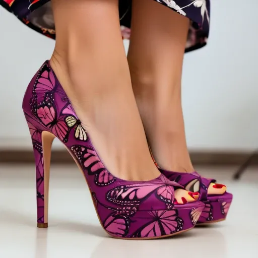 Butterfly Print Peep Toe Platform High Heel