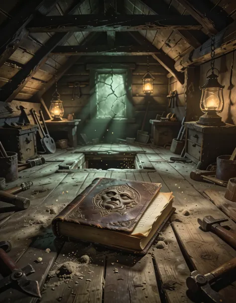 Dark medieval cabin interior pony