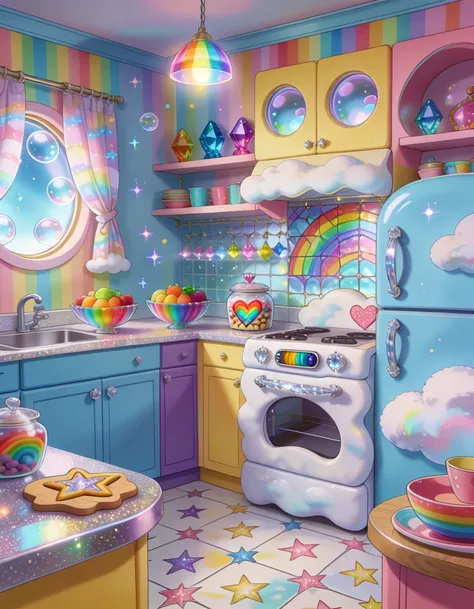 Rainbow Brite kitchen interior pony