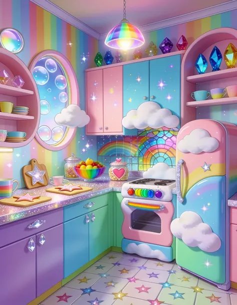 Rainbow Brite kitchen interior