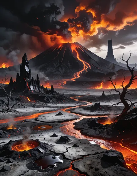 desolate volcanic landscape