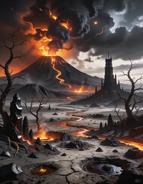 desolate volcanic landscape pony