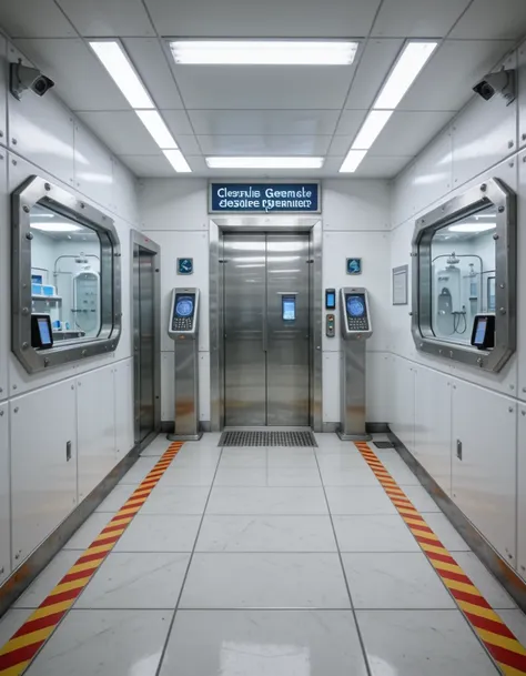 genetics laboratory elevator lobby illu