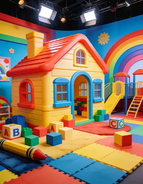 Colorful TV studio set