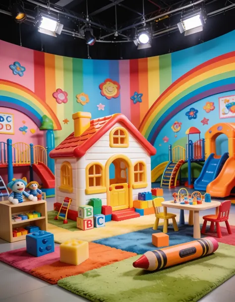 Colorful TV studio set pony