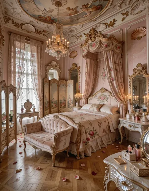 Rococo boudoir interior illu