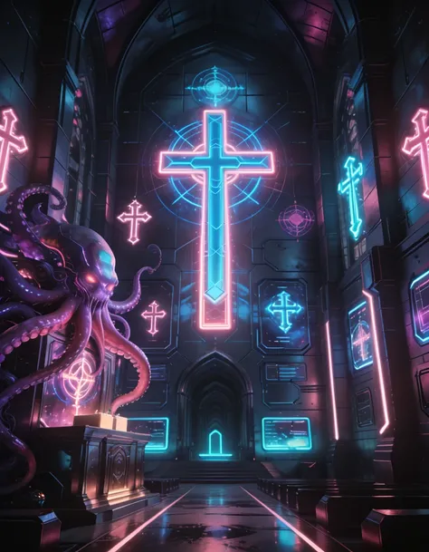 futuristic church interior pony