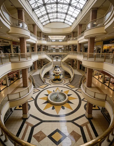 retro shopping mall atrium illu