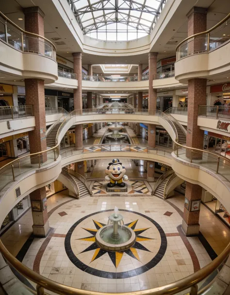retro shopping mall atrium pony