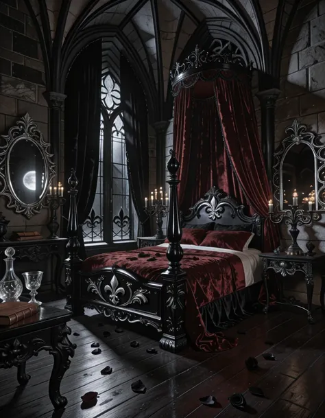Gothic boudoir interior illu