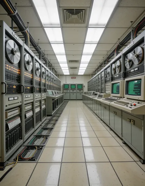vast 1960s computer room illu