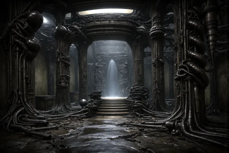 Alien Biomechanical Pillar Hall
