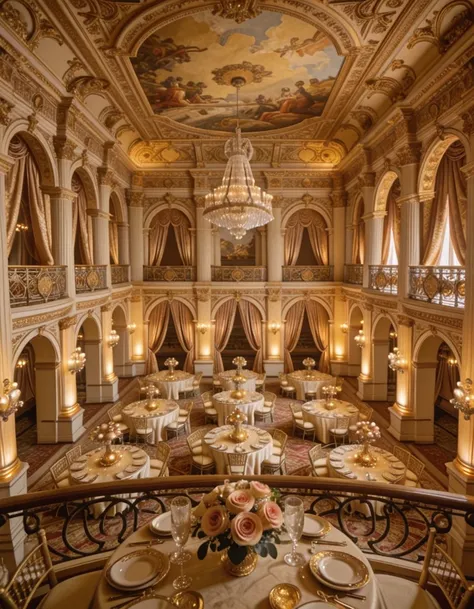 Opulent grand ballroom interior illu