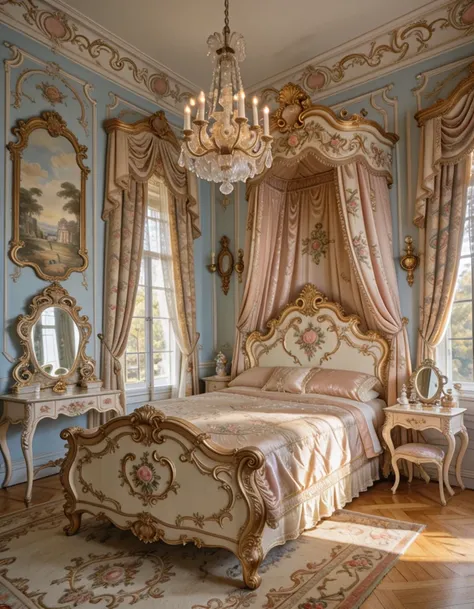 opulent rococo bedroom illu