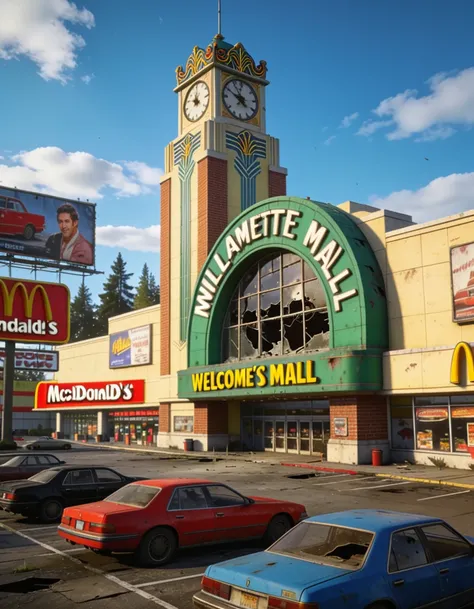 retro shopping mall exterior