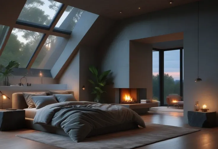 Brutalist Home Interior Bedroom (Buildings) (SDXL) (AD)