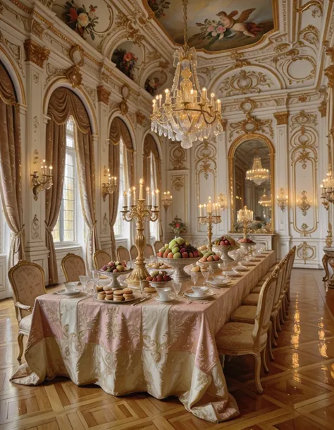 opulent rococo banquet hall illu