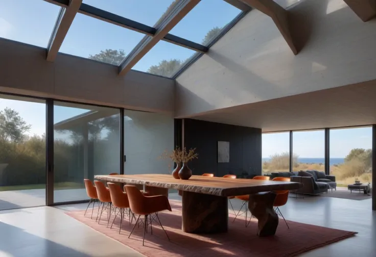 Brutalist Home Interior Dining Room (Buildings) (SDXL) (AD)