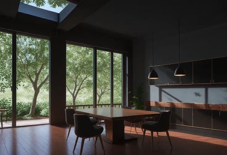 Brutalist Home Interior Dining Room (Buildings) (Illustrious) (AD)
