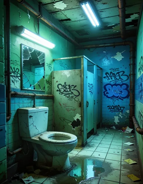 dirty public restroom no pixel art