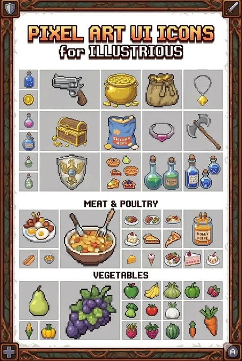 Pixel Art Game UI Icons | Inventory & Item Icons LoRA (Illustrious)