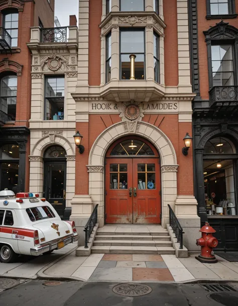 Historic New York City firehouse exterior illu