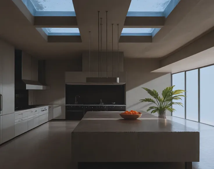 Brutalist Home Interior Kitchen (Buildings) (Illustrious) (AD)