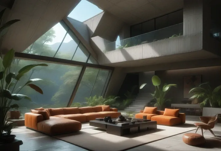 Brutalist Home Interior Living Room (Buildings) (SDXL) (AD)