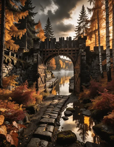 weathered nordic city gate illu