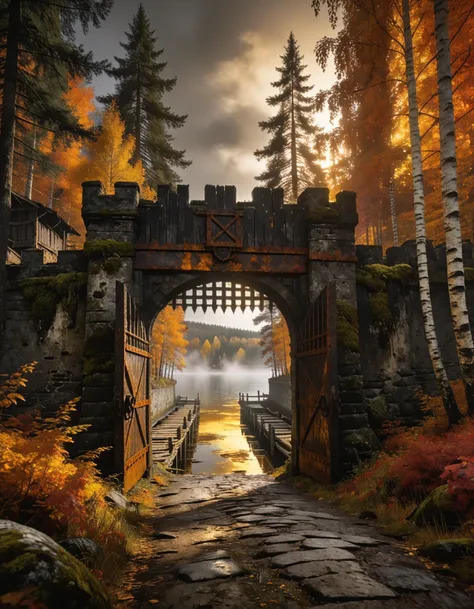 weathered nordic city gate