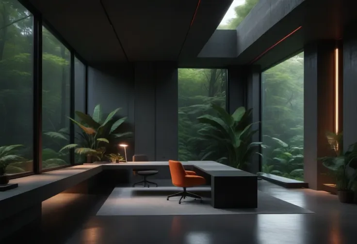 Brutalist Home Interior Office (Buildings) (SDXL) (AD)