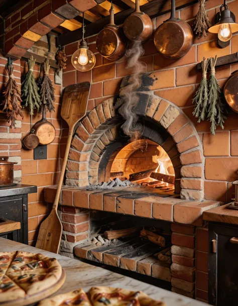 rustic pizzeria interior illu