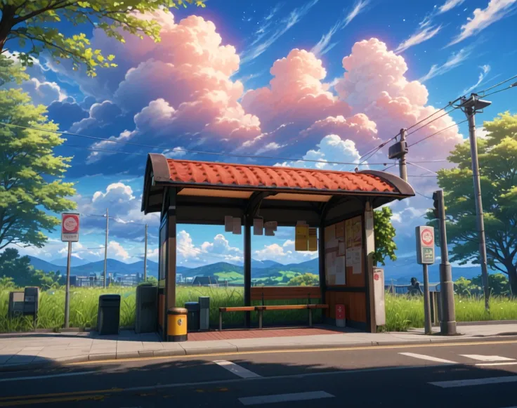 Anime Bus Stop (Background) (SDXL) (AD)