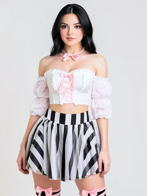 Black White Stripe Skirt - XL_rel_260420
