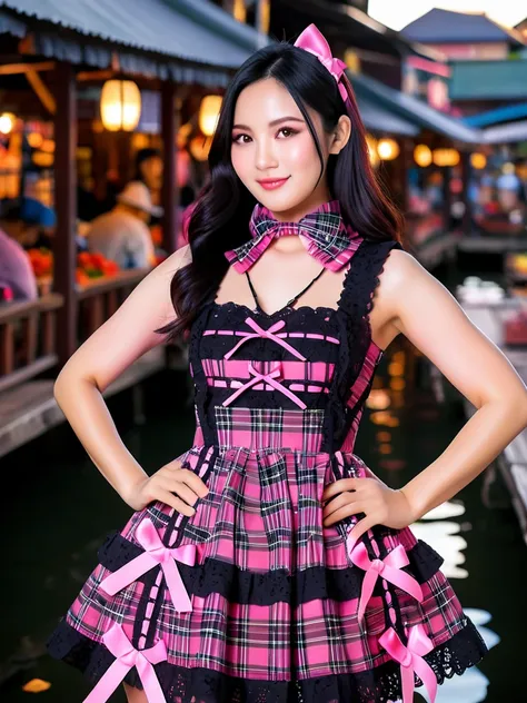 Pink Plaid Bow Dress - XL_rel_260420