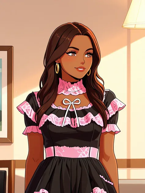 Black Coquette Dress Pink Lace Trim - IL_rel_260420