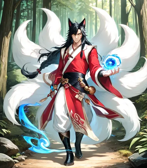 Ahri Male _ League of Legends _ Crix _ Illustration + Realistic Version (ILL _ SDXL _ NOOBAI _ PONY)_rel_260420