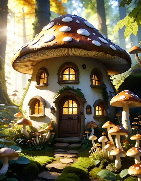 fantasy cottage shaped like a giant mushroom pony_rel_260420