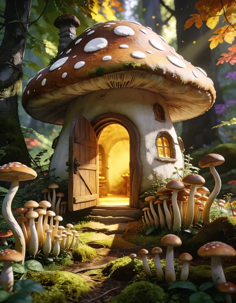 fantasy cottage shaped like a giant mushroom_rel_260420