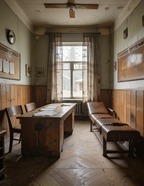 Eastern European summer camp director office illu