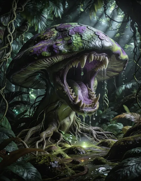 enormous carnivorous mushroom illu