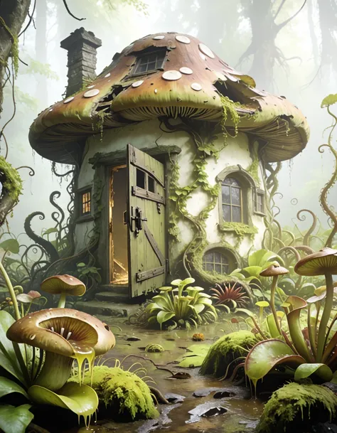 chaotic cottage shaped like a giant mushroom pony