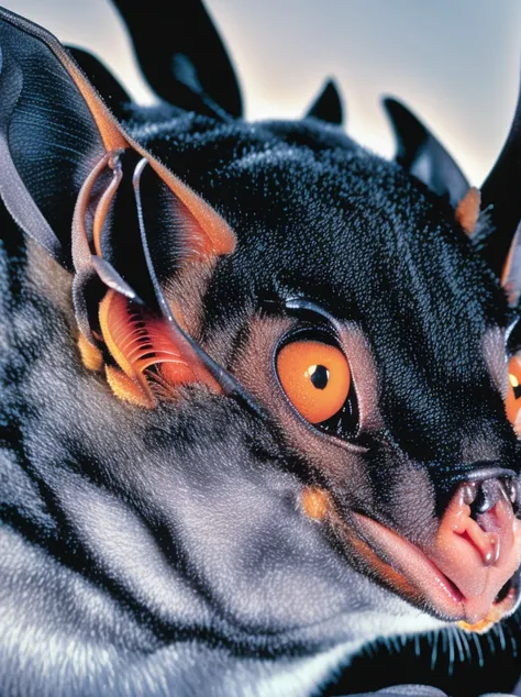 Realistic close-up photos of bats