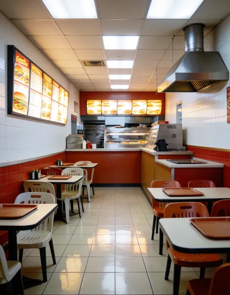 empty fast food restaurant interior clean
