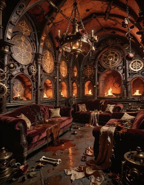 vaulted steampunk ritual salon illu