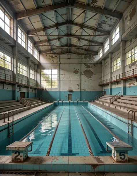 Eastern European summer camp indoor olympic swimming pool pony