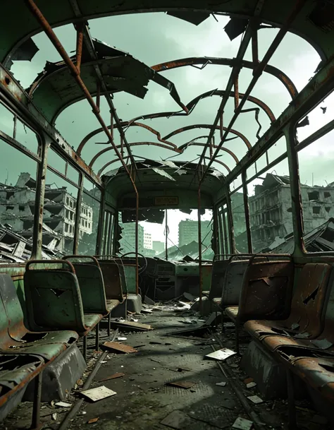 post-apocalyptic ruined city street