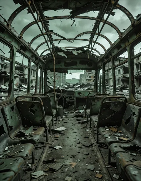 post-apocalyptic ruined city street illu
